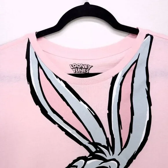Bugs Bunny All Over Print T Shirt Large Looney Tunes Pink AOP - Picture 5 of 12